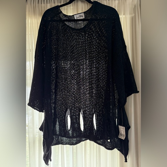 For Cyndi-Joseph Ribkoff Knit Cutout Detail Black Women's oversized Sweater NWT - Picture 4 of 17